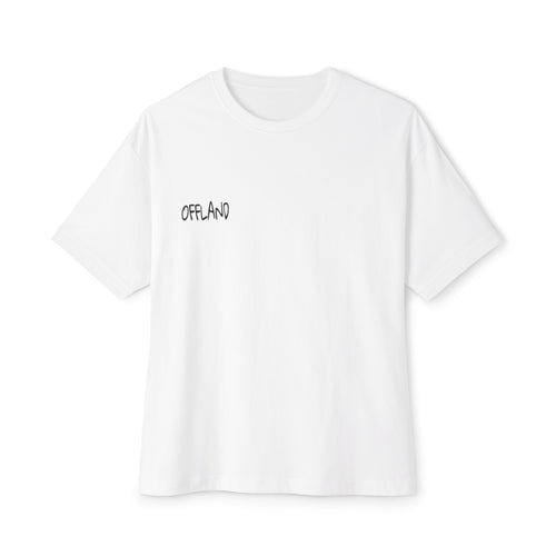 Boxy Tee with "OFFLAND" Minimal Chest Script — Oversized Casual T‑Shirt